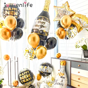 

Happy New Year Foil Balloons New Year Eve Decorations for Home 2021 New year gifts toys Merry Christmas Decor Wine Bottle Globos