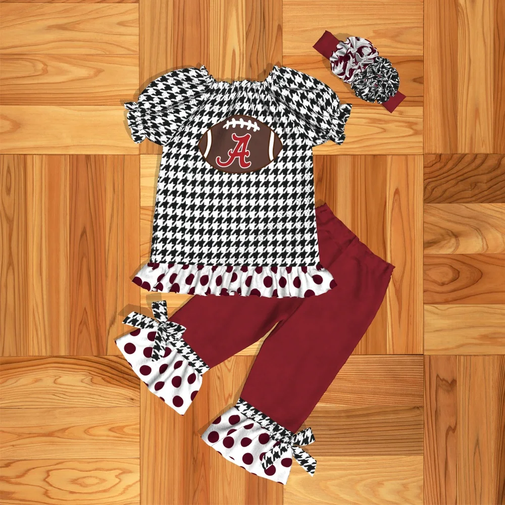 

New Festival Style Girl Autumn Clothing Baby Clothe Set Cutey Clothes Alphabetic Lattice Pattern Free Shipping