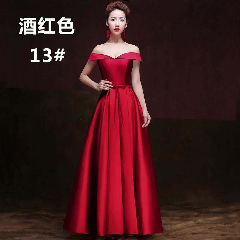 wine red Mingli Tengda, Королевский Синий Атлас, простые платья для подружек невесты, вырез лодочкой, Vestido, Longo, свадебное платье для гостей, официальное вечернее длинное платье красного цвета - Цвет: wine red