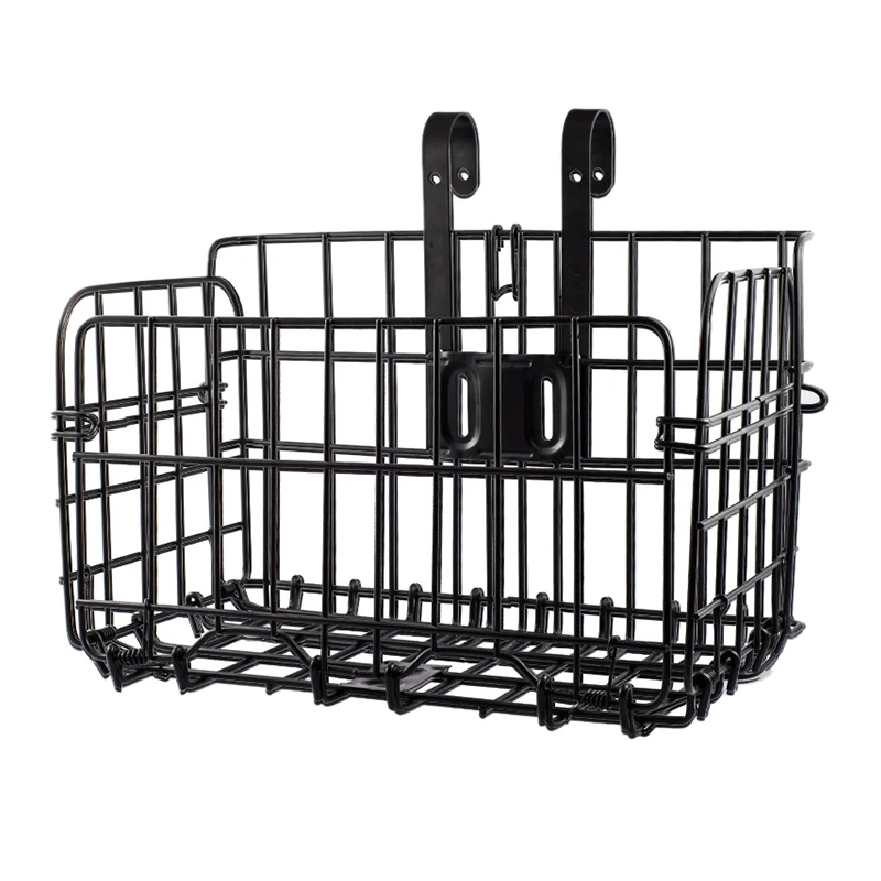 cheap Folding Metal Wire Bicycle Front Handlebar Storage Basket Bike Cargo Rack Cycling Mountain Road Bike Mtb Accessories