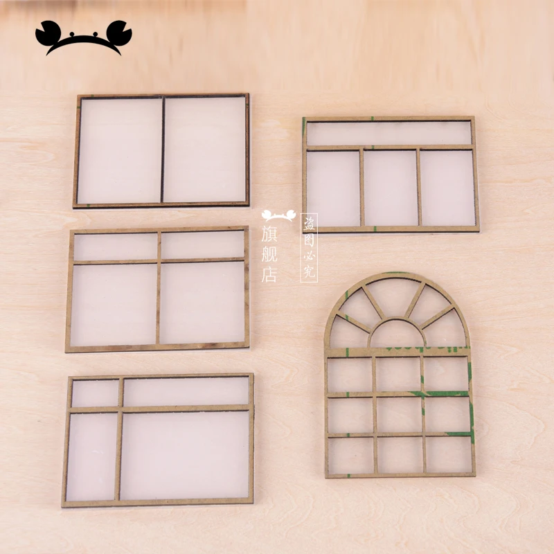 3pcs 1:25 Dollhouse Mini Window Model Plastic  Frame Square Windows Scence Doll House Build Accessories Miniature Furniture Toys 5