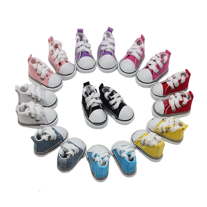 BJD Doll Accessories 5cm High Top Canvas Sneakers Casual Assorted Shoes for 1/6 Dolls