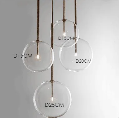 1 light D25CM Black Современный дизайн стеклянный шар люстра 6 головок прозрачный стеклянный пузырьковый светильник люстра для гостиной кухни черный/золотой светильник - Цвет абажура: 1 light D25CM Black