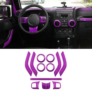 

12pcs Decoration Trims Set For Jeep Wrangler JK 2011-2017 Purple Quality Durable