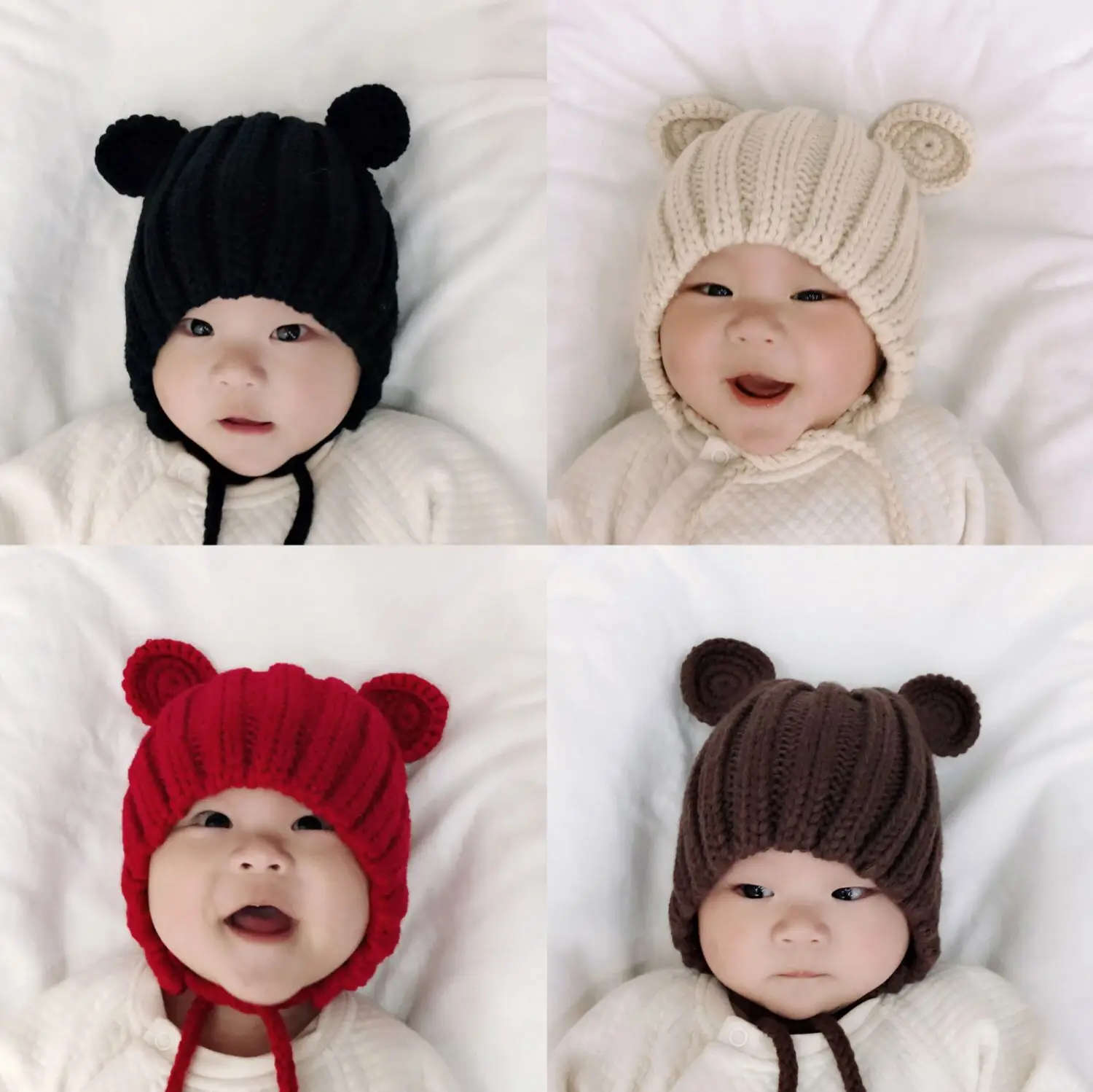 Toddler Kids Girls Boys Baby Cartoon Bear Warm Crochet Knit Hat Beanie Cap Hat