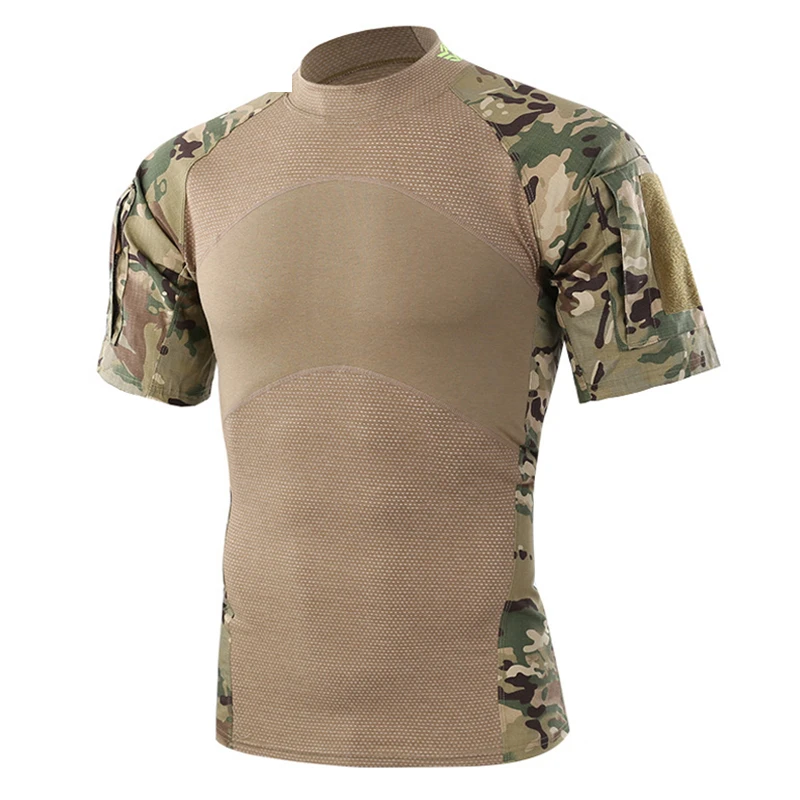 Camiseta táctica de verano para hombre, verde combate, manga corta, camuflaje militar, Paintball|Camisetas de senderismo| - AliExpress