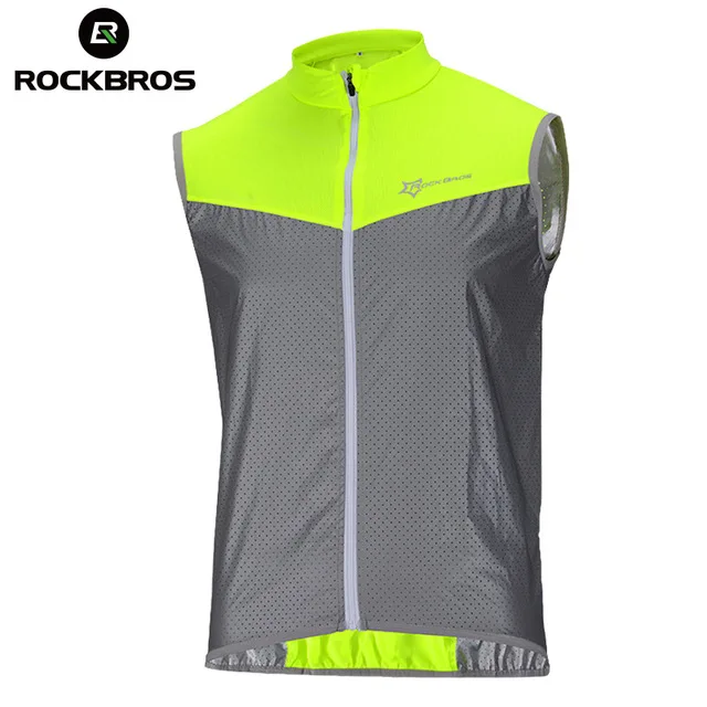 ROCKBROS Windproof Bicycle Vest Breathable Reflective Polyester Jacket Safety Sleeveless MTB Road Bike Jersey Cycling Equipment