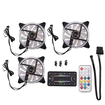 

Computer PC Case Fan RGB Adjust LED Fan Quiet Remote Computer Cooler Cooling RGB Case Fans (3PCS+1 Controller)