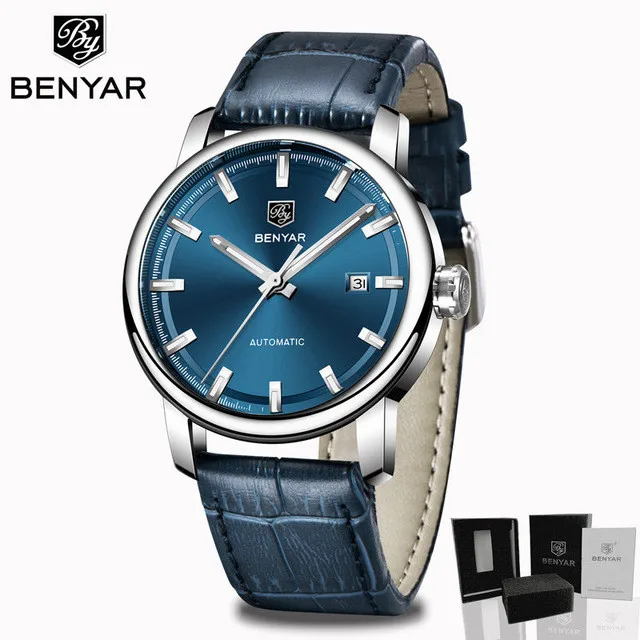 L-blue BENYAR, мужские механические часы, автоматические мужские часы, Топ бренд, роскошные часы, мужские наручные часы, военные, водонепроницаемые, Relogio Masculino - Цвет: L-blue