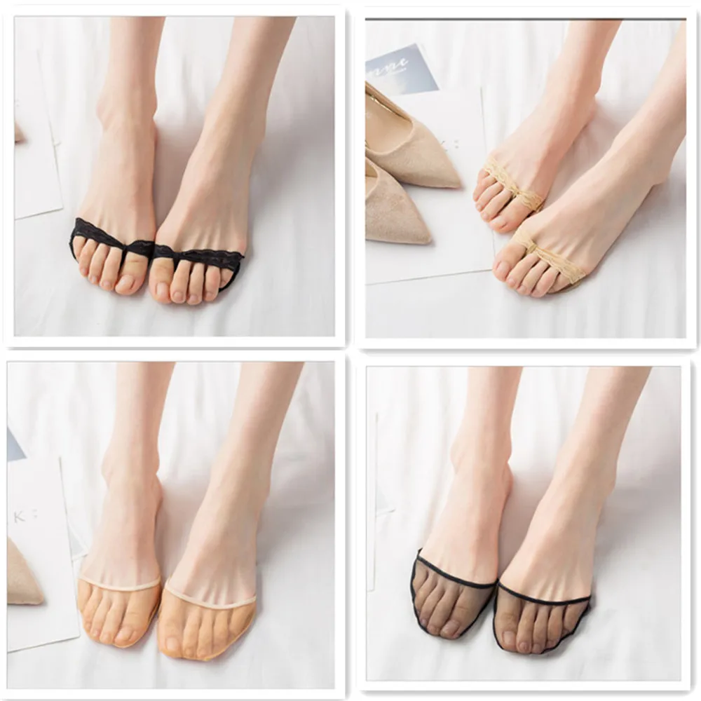 

New Ladies High Heels Half Palm Socks Open Toe Sponge Cushion Invisible Socks Silicone Non-slip Invisible Boat Socks Foot Cover
