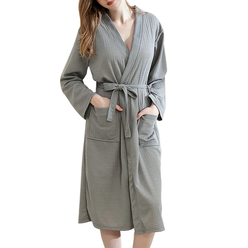 gray Sfit Women Bathrobe Nightgow Flannel Fleece Lace Up Sashes Robe Sleepwear Thicken Warm Autumn Winter Home Couple Bathrobe Female - Цвет: gray