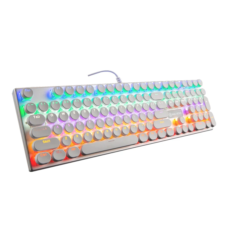 Механическая клавиатура 1505 RGB в стиле ретро круглые подвесные клавиши 108 игровая