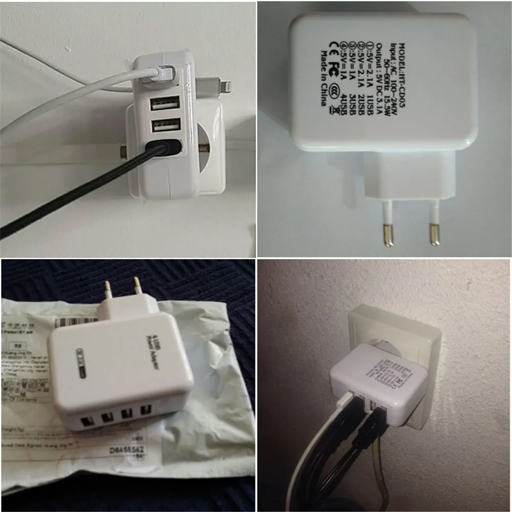 5V 3.1A 4 usb порта AC EU Plug/US зарядное устройство для путешествий USB зарядное устройство