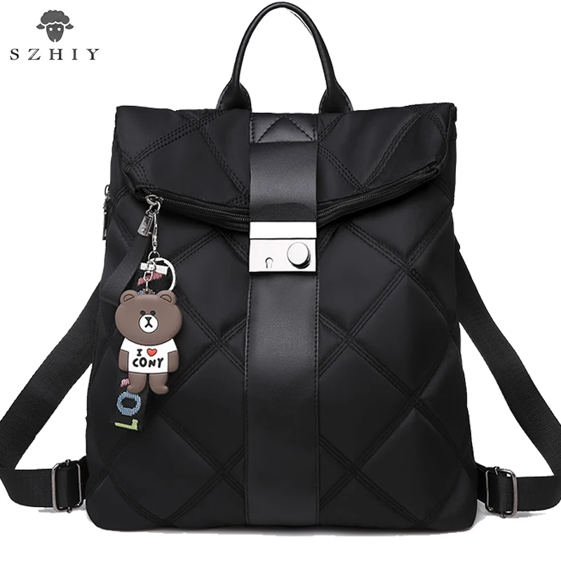 

fashion women bags Retro Multifunction Plaid Backpack Lady Backpack Bookbag 2019