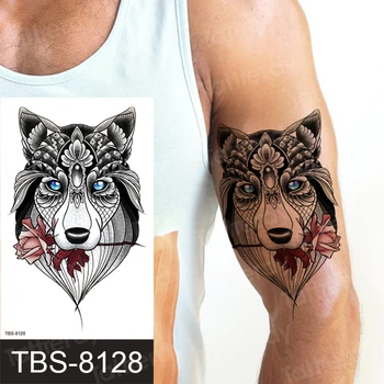 

tattoo sleeves for men wolf temporary tattoos tiger animals sexy fake waterproof mens shoulder tattoos arm body art 2020 new