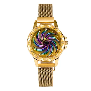 

modern stylish lodestone wrist watch individuality rotatable dial plate Luck has turned women's watch wholesale luxury watch