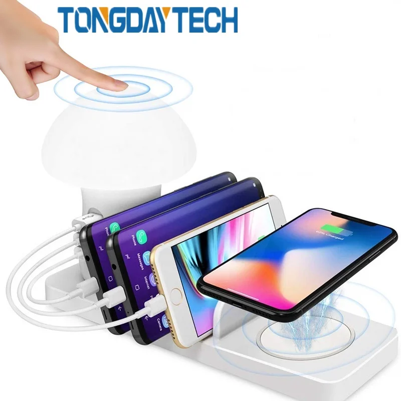 Usb Wireless Charger Tongdaytech Qi Быстрое беспроводное зарядное устройство для Iphone X 8 11 Pro Max Мульти Usb быстрая зарядка зарядное устройство Подставка для samsung S10 S9 S8 Xiaomi - Тип штекера: Usb Wireless Charger