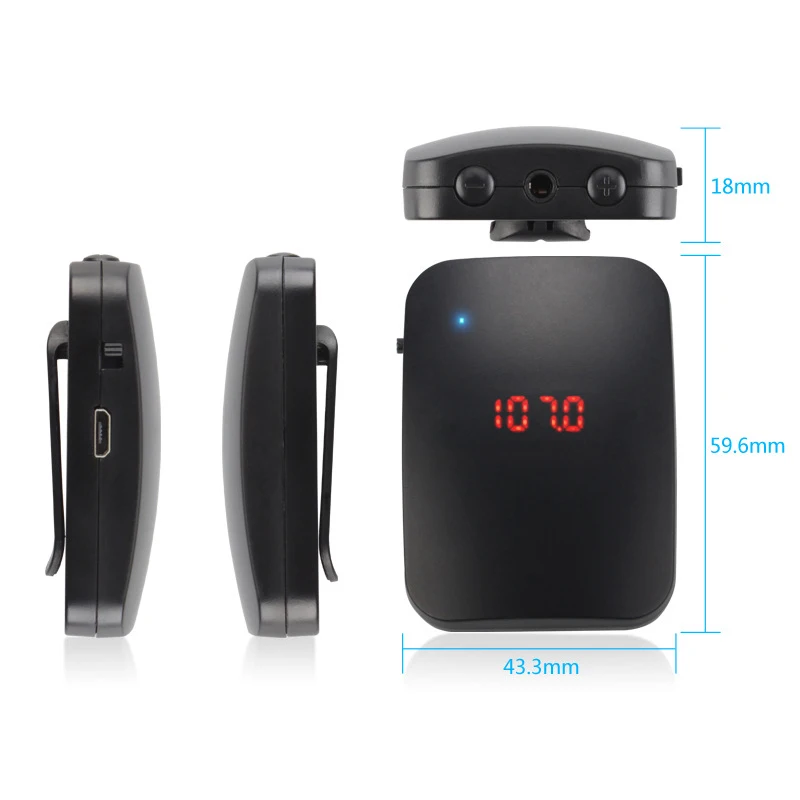 FM Wireless Microphone Transmitter with Headset Mic Lapel Mic for Teacher Guide SP99
