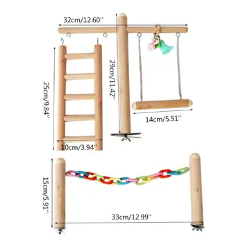 

Bird Cage Stand Play Gym Wood Perch Playground Parrot Climbing Ladder Chew Chain K4UA