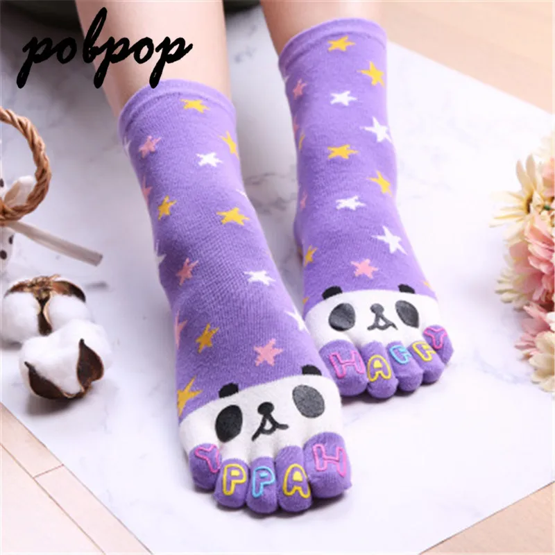 Модные носки для девочек с пятью пальцами; забавные узоры; очень модный тренд; Чистый хлопковый материал для платья; хорошее качество