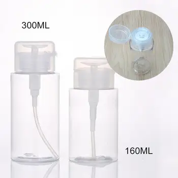 

10Pcs 160/300ml Transparent Makeup Remover Water Refillable Empty Press Bottles press the top to get liquid, convenient to use.
