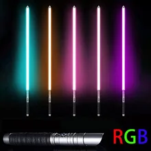 RGB Metal Handle Lightsaber Cosplay Double-edged Laser Sword 7 Colors Change Play Switchable Sound And Light For Boys Girls Gift