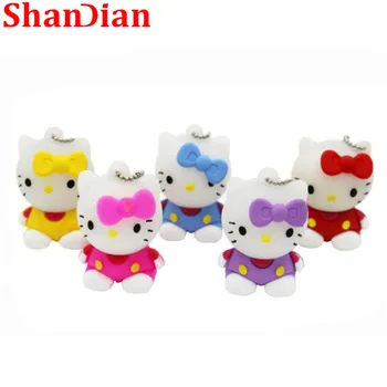 

SHANDIAN hot Hello Kitty Usb 4GB Flash Drive cute Pendrive 64G/32G/16G Cartoon U Disk Flash Card sale Flash memory Memory stick