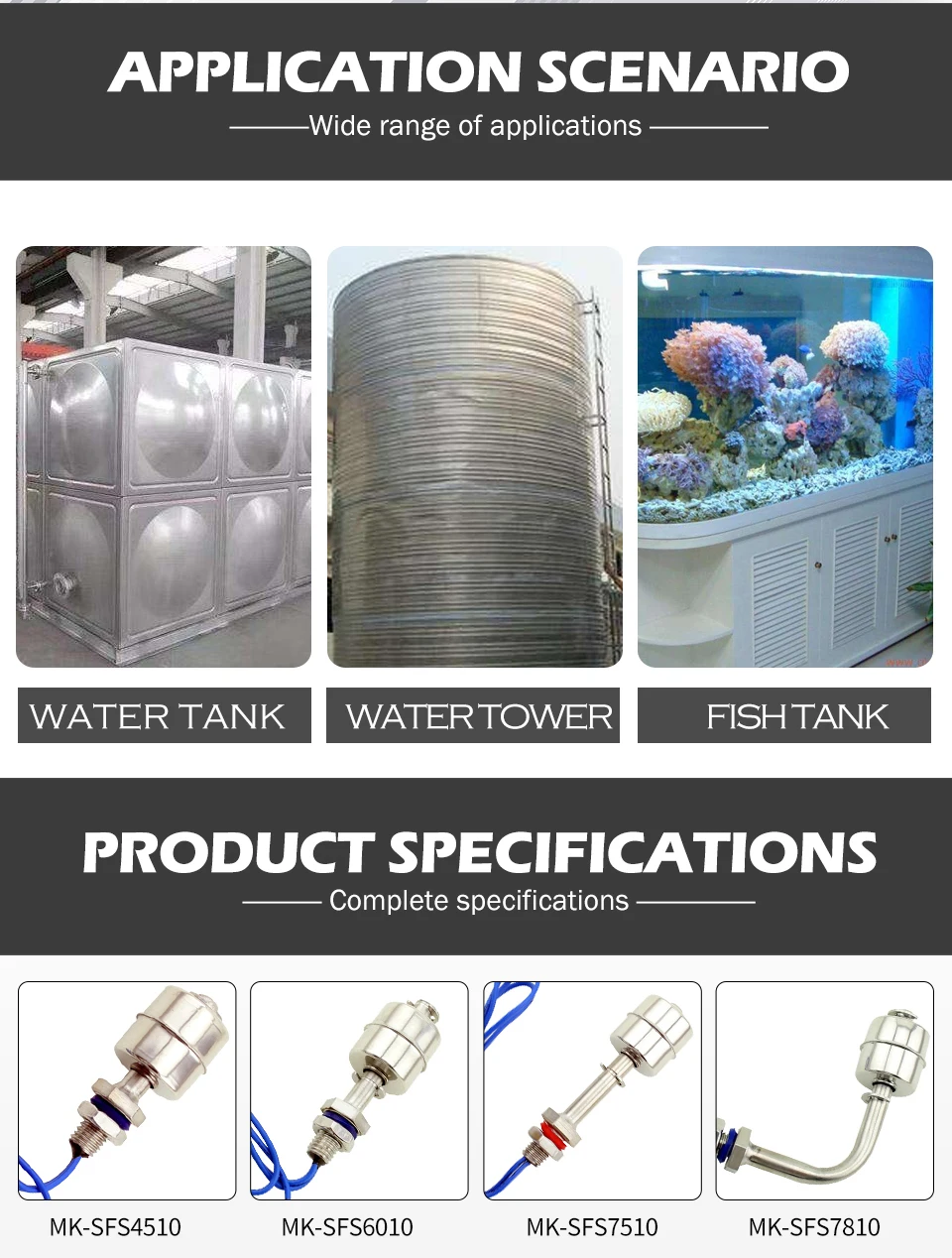 Sensor de nível de água líquido longo