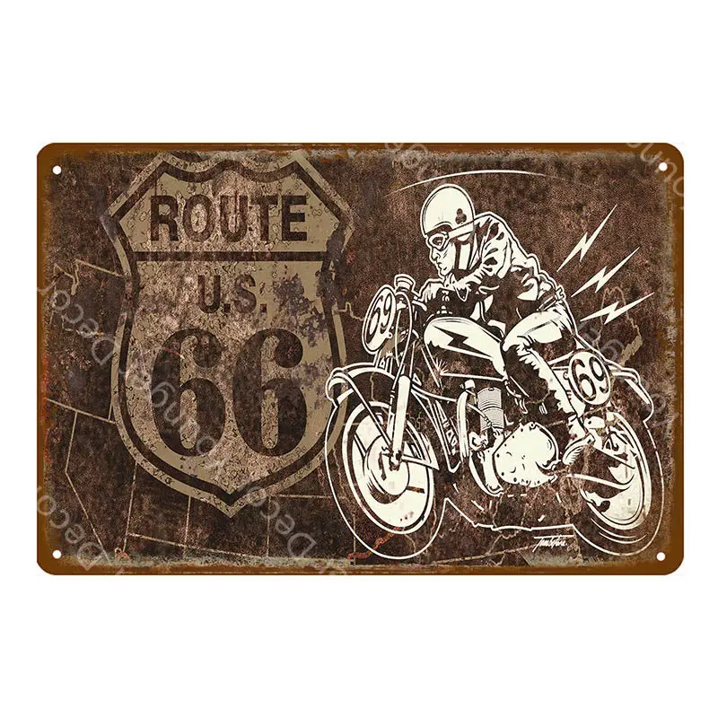 Старинный Route 66 металлическая пластина шоссе дорога автомобиль автобус оловянные знаки бар паб кафе домашний декор гараж настенная живопись американская табличка - Цвет: YD2488G