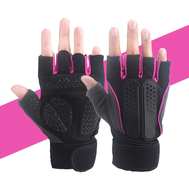 pink fitness gloves Перчатки для тяжелой атлетики, Нескользящие перчатки с полупальцами, спортивные перчатки для занятий в тренажерном зале, Кроссфит, тренировочные перчатки без пальцев для поддержки запястья - Цвет: pink fitness gloves