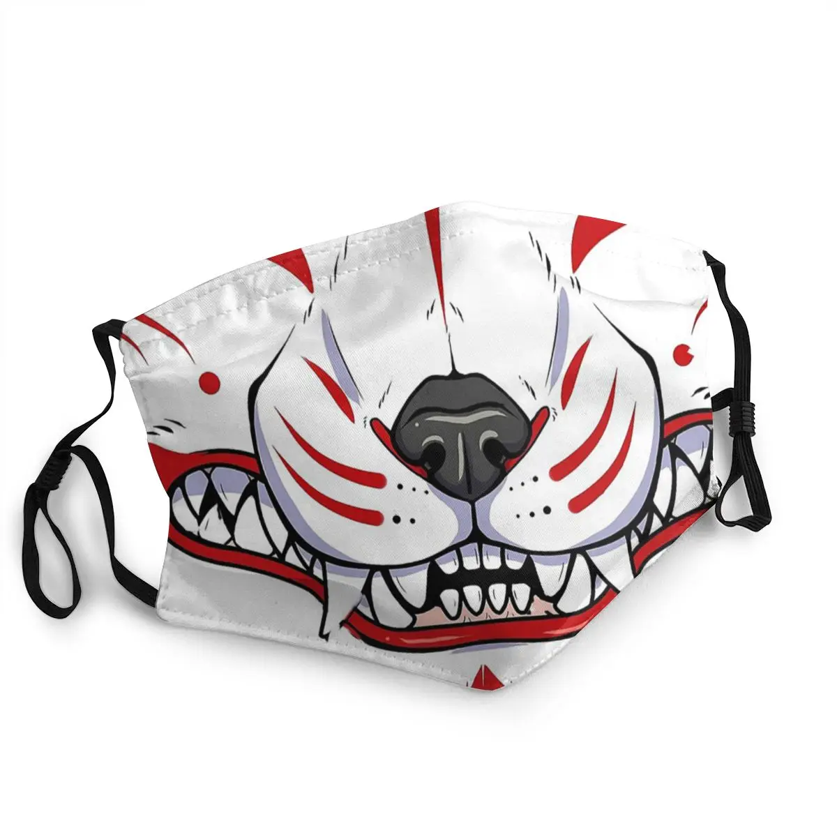 Маска для лица Oni Demon Kitsune Grin взрослых моющаяся с принтом лисы Aunumart японский