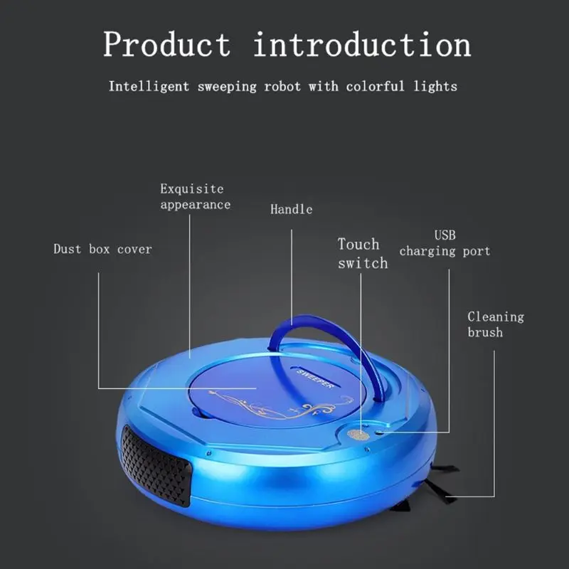 Multifunctional Intelligent Automatic Smart Robotic Rechargeable Dry Sweep Home Sweep Robot cute vacuum cleaner machine 3.7V 3W