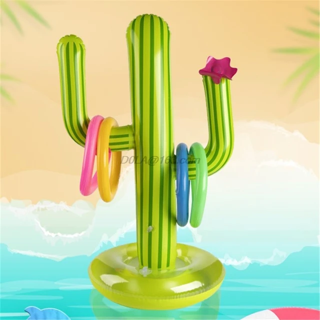 5 PCS Inflatable Cactus Ring Toss Game Inflatable Toss Game Pool Toys Luau Party Supplies Indoor Outdoor Game for Kids Adults Su 4