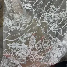 Hh031#5 ярдов/партия, серебряная блестящая белая сетка с жемчугом, роскошная клееная сетка, фатин, кружева для распиловки, свадебное платье/вечерние