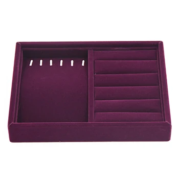 

Jewelry Display Earring Tray Boutiques Pendant Ring Showcase Purple Velvet Bracelet Necklace Organiser Holder Multifunctional