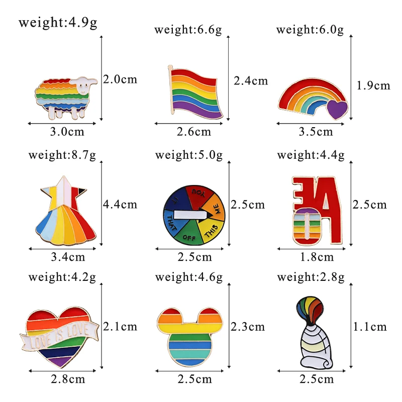 Унисекс Броши Радужный Флаг овец сердце пигментный Инструмент эмаль на булавке на Для женщин мужские джинсовые куртки штырь отворотом гей лесби бижутерия