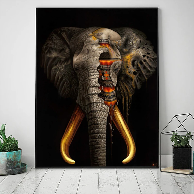 

Canvas Painting Modern Animal Posters and Prints Abstract Religious Elephant Wall Pictures for Living Room Cuadros Home Decor