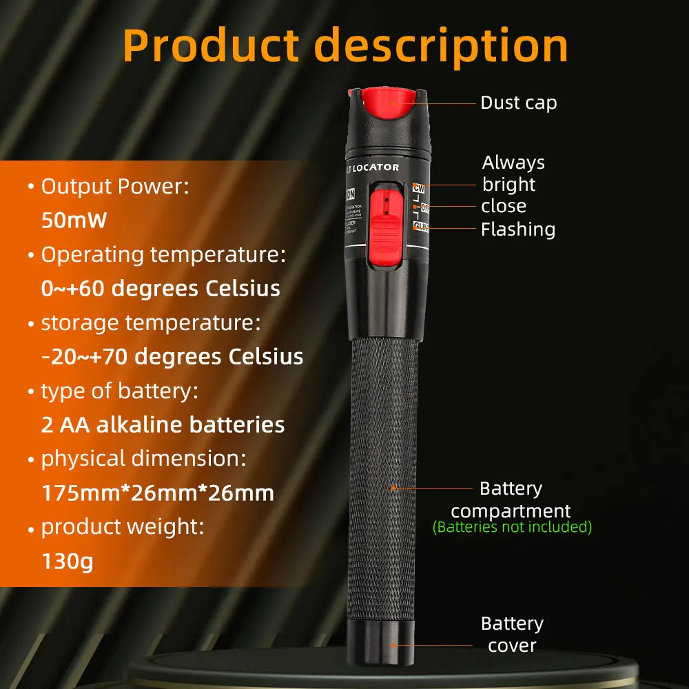 VLF  50MW Visual Fault Locator FTTH  Pen Type Fiber  Optic Cable Tester Tool