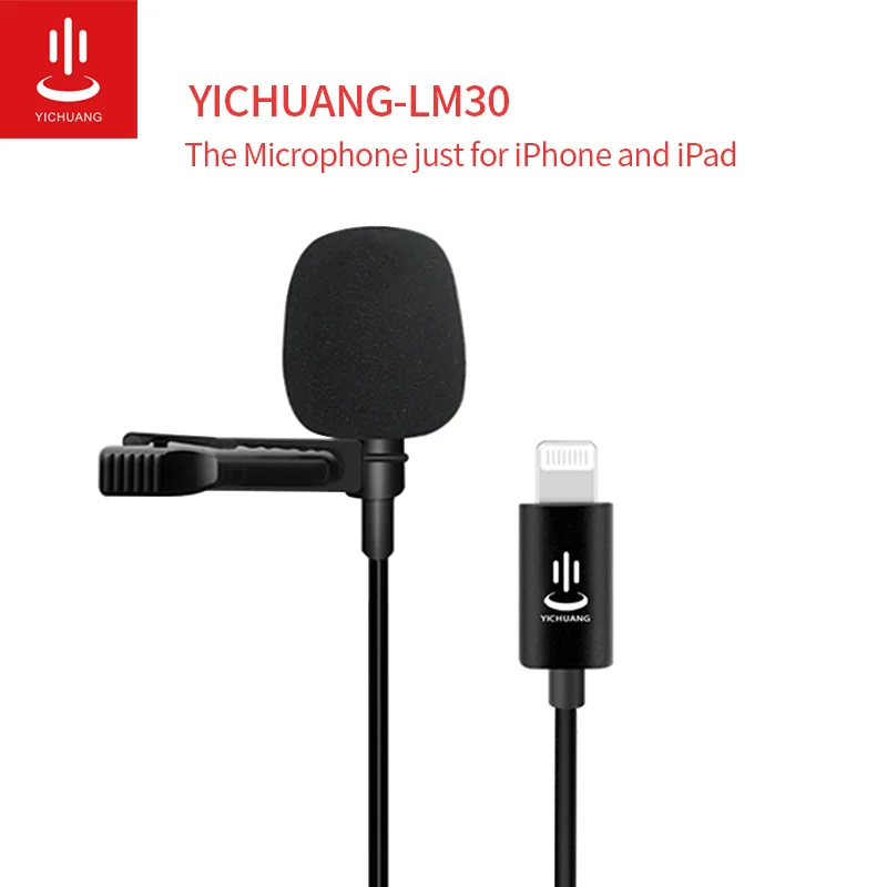 

YICHUANG For YC-LM30 3M Professional Lavalier Lightning Microphone Clip-on Mic For iPhone XS X/8/8 Plus/6/7 Plus iPad iPad Pro
