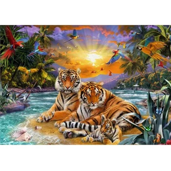 

Tiger Family Full Drill 5D Diamond Embroidery Painting Cross Stitch Kit Crafts