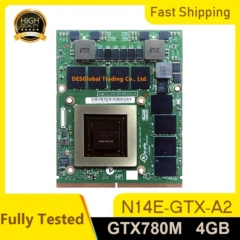  GTX780M GTX 780M GDDR5 4GB N14E-GTX-A2 Video Graphic Card With X-Bracket For Dell M18X R2 R3 R4 M17