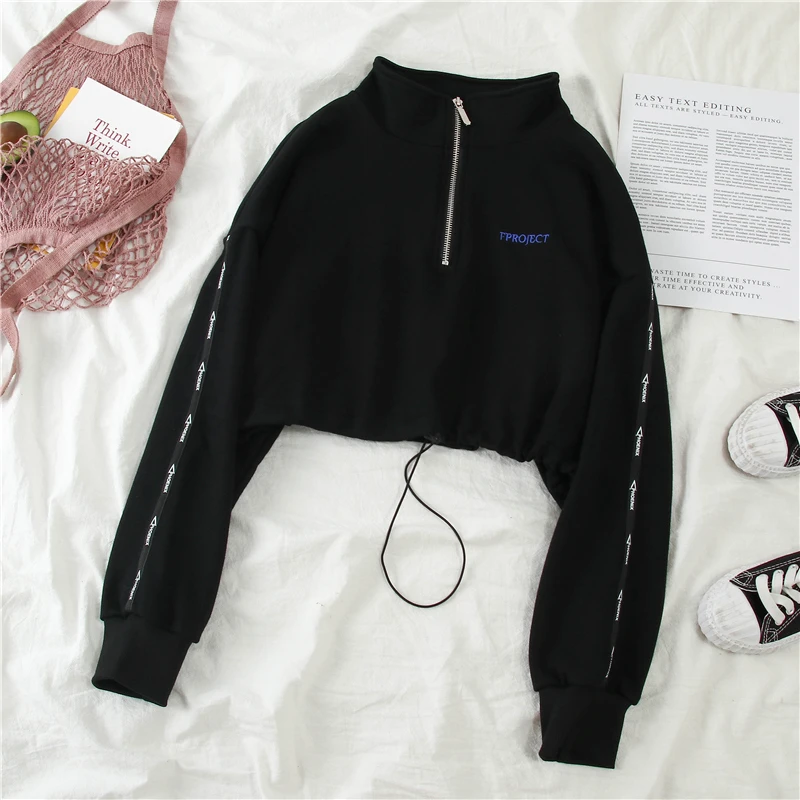 crop top zipper hoodie