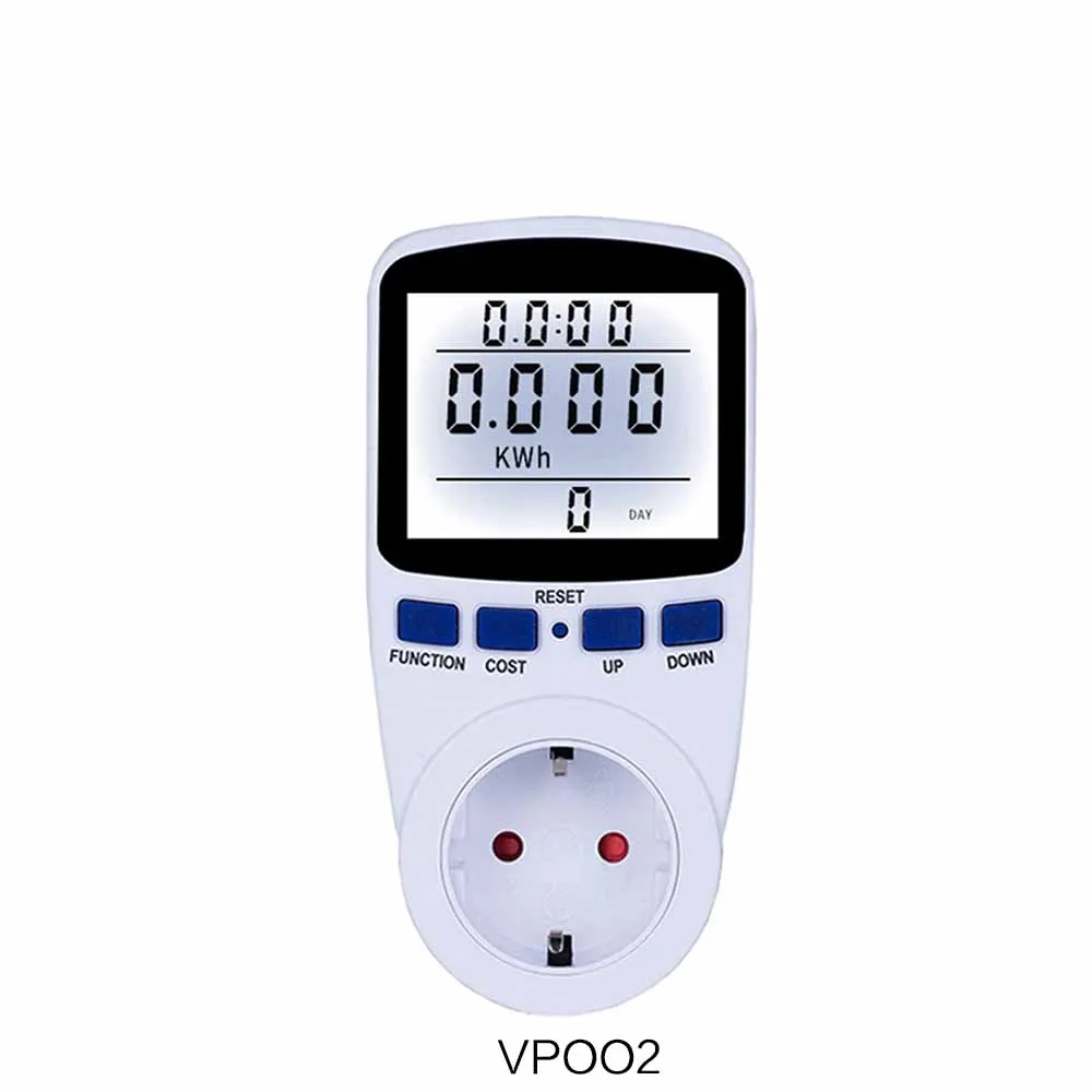VP1002 Европейский цифровой счетчик энергии 220 В ваттметр VP002 с подсветкой электронный измеритель мощности запись Вольт Напряжение розетка метр - Цвет: VP1002