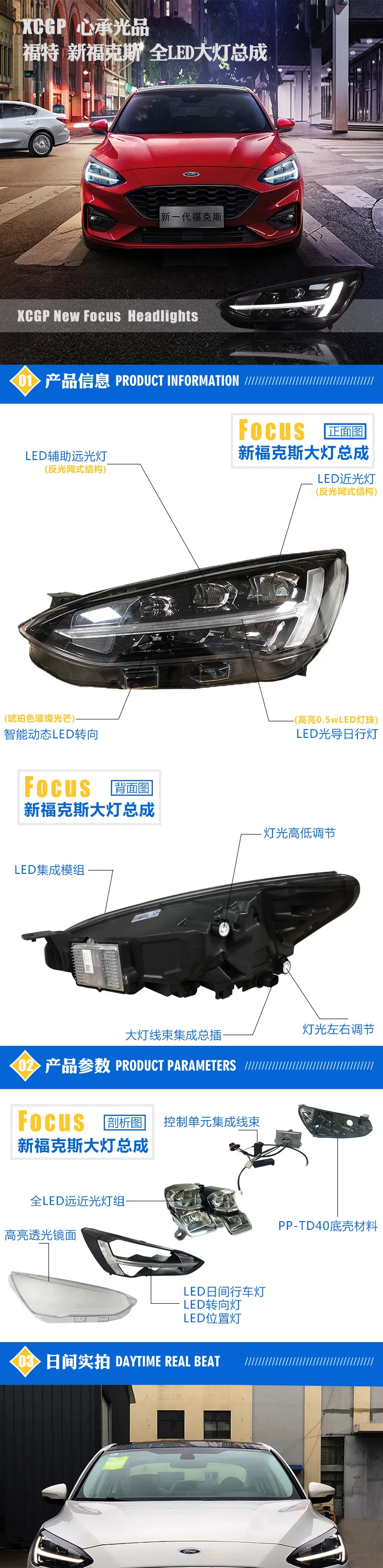 Автомобильный Стайлинг для Ford Focus головной светильник s все светодиодный головной светильник дневной ходовой светильник DRL Bi-светодиодный объектив
