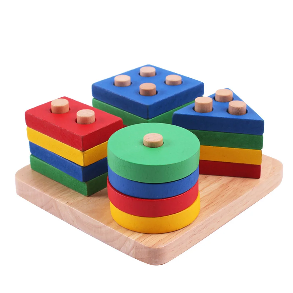 WJ4042 Игрушки Монтессори, Обучающие деревянные игрушки для детей, раннее обучение, упражнения, возможность использования рук, геометрические формы, соответствующие игры - Цвет: WJ4042