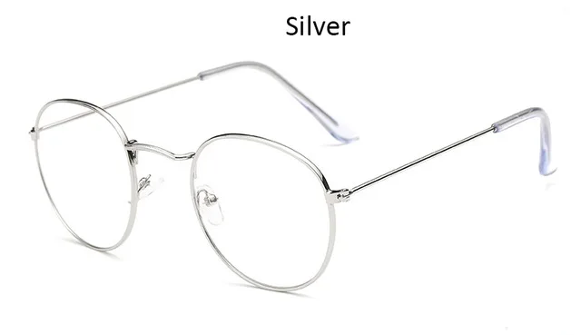 Ретро очки для компьютера, оправа для женщин, классический овальный очки, модный круглый металлический оправа для очков, оптические очки,очки круглые,очки для близорукости,очки для зрения,очки с диоптриями - Цвет оправы: Silver