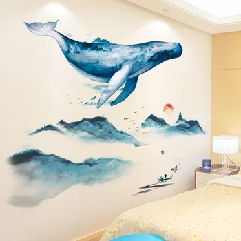 

[SHIJUEHEZI] Fish Wall Stickers Vinyl DIY Mountain River Wall Decals for Kids Rooms Baby Bedroom Nursery Home Decoration