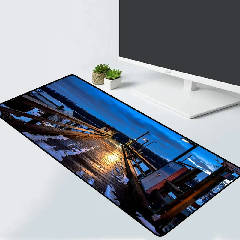 

XGZ Gaming Mouse Pad Harbor Night View Pattern Computer Notebook Office Keyboard Game Console Accessories Mouse Pad Desk Mat