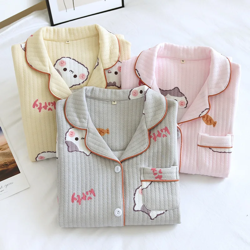 

Autumn New Women Men Cotton Pajama Set Soft Comfortable Warm Lovers Sleepwear Loose Casual Couple Daily Leisure Negligee Suit