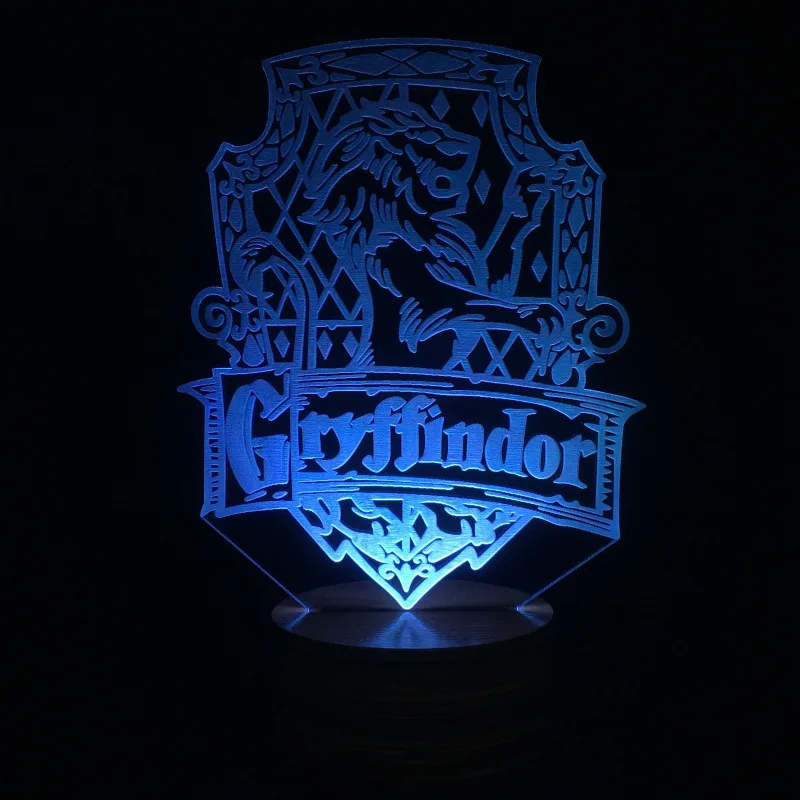 Gryffindor 3D цветной яркий визуальный маленький ночник пульт дистанционного управления Изменение цвета KT-C подарок на день рождения